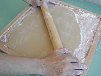 rolling dough on diagonal