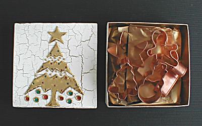 Gold Christmas tree cookie cutter set