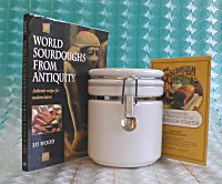 16 oz Porcelain Crock, Sourdough Starter Packet and Wood Book